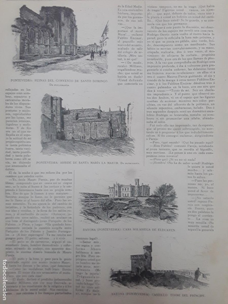 Colecionismo de Revistas e Jornais: PONTEVEDRA CONVENTO SANTODOMINGO BAYONA CASA ELDUAYEN CASTILLO TORRE PRINCIPE REVISTA A&Ntilde;O 1891