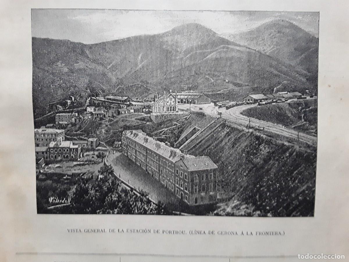 Colecionismo de Revistas e Jornais: VISTA GENERAL ESTACION PORT-BOU LINEA DE GERONA A LA FRONTERA TREN REVISTA A&Ntilde;O 1891