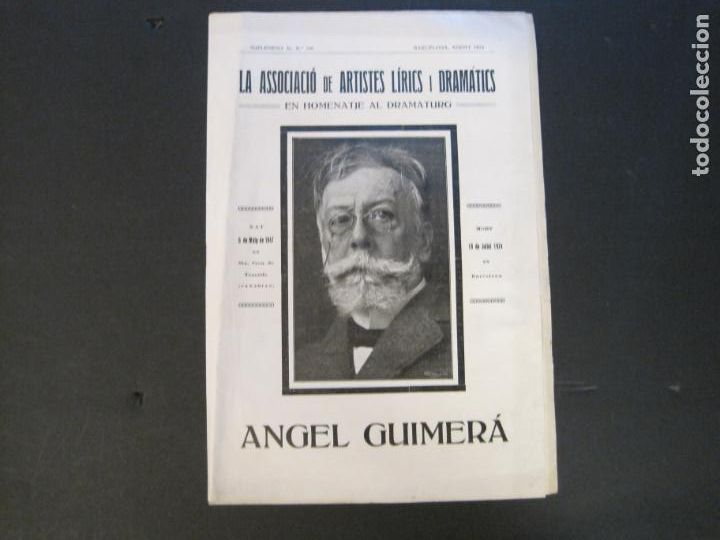 Collection Magazines and Newspapers: ANGEL GUIMERA-HOMENATGE AL DRAMATURG-ANY 1924-ASSOCIACIO ARTISTES LIRICS I DRAMATICS-(V-24.269)