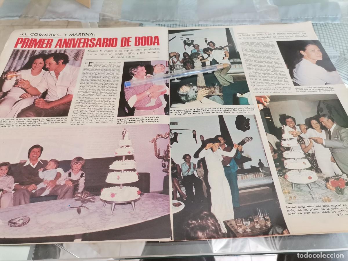Collectionnisme de Revues et Journaux: EL CORDOB&Eacute;S Y MARTINA PRIMER ANIVERSARIO DE BODA 4 PAG. REVERSO RENAULT TS FAMILIAR RECORTE 1976