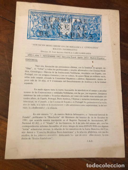 Coleccionismo de revistas y peri&oacute;dicos: asociacion ibero-americana de heraldica y genealogia, a&ntilde;o I 1982 DAVILA GARCIA-MIRANDA