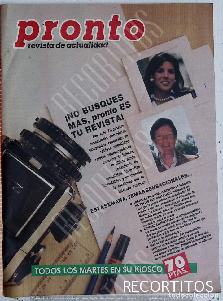 Colecionismo de Revistas e Jornais: ANUNCIO PRONTO RICHARD CHAMBERLAIN CAROLINA DE MONACO