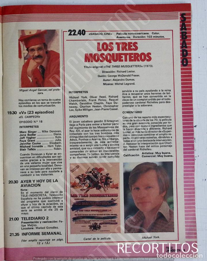 Coleccionismo de revistas y peri&oacute;dicos: MICHAEL YORK LOS TRES MOSQUETEROS MIGUEL ANGEL GENNER