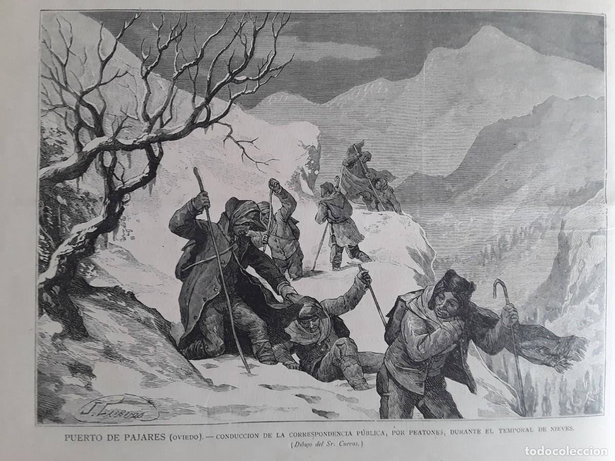 Coleccionismo de revistas y peri&oacute;dicos: PUERTO DE PAJARES OVIEDO CONDUCCION CORRESPONDENCIA PUBLICA POR PEATONES TEMPORAL NIEVE A&Ntilde;O 1881