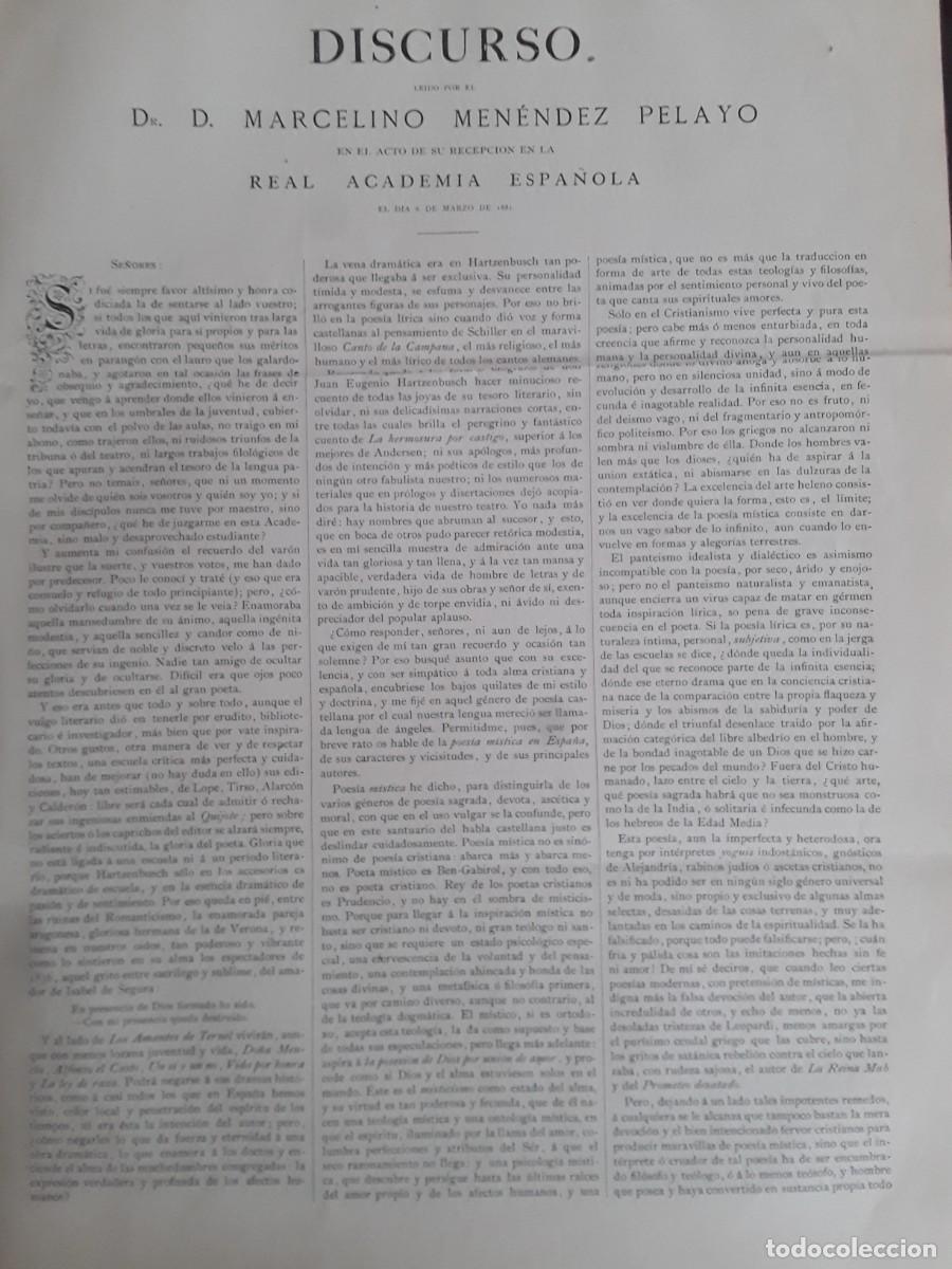 Coleccionismo de revistas y peri&oacute;dicos: DISCURSO LEIDO POR MARCELINO MEMNENDEZ PELAYO EN ACTO RECEPCION REAL ACADEMIA ESPA&Ntilde;OLA REVISTA 1881