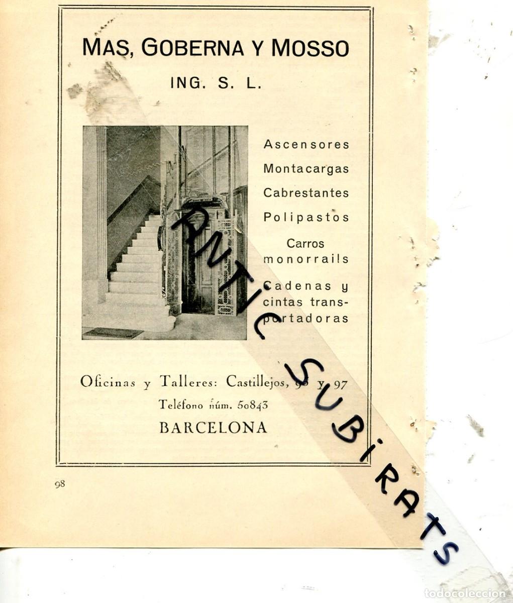 Coleccionismo de Revistas y Peri&oacute;dicos: RECORTE DE PRENSA A&Ntilde;O 1931 PUBLICIDAD MAS GOBERNA MOSSO ASCENSORES
