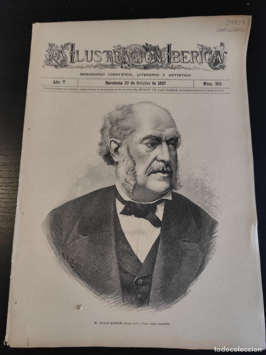 Coleccionismo de Revistas y Peri&oacute;dicos: LA ILUSTRACI&Oacute;N IB&Eacute;RICA. N&ordm; 252. A&Ntilde;O 1887. HOMENAJE TRIBUTADO A CERVANTES, MADRID. UN TALLER D.. LEER