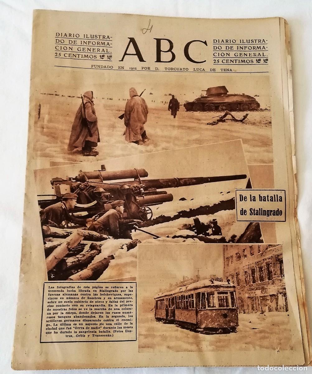 Coleccionismo de Revistas y Peri&oacute;dicos: ANTIGUO PERI&Oacute;DICO / OLD NEWSPAPER: ABC 4 FEBRERO 1943 (II GUERRA MUNDIAL)