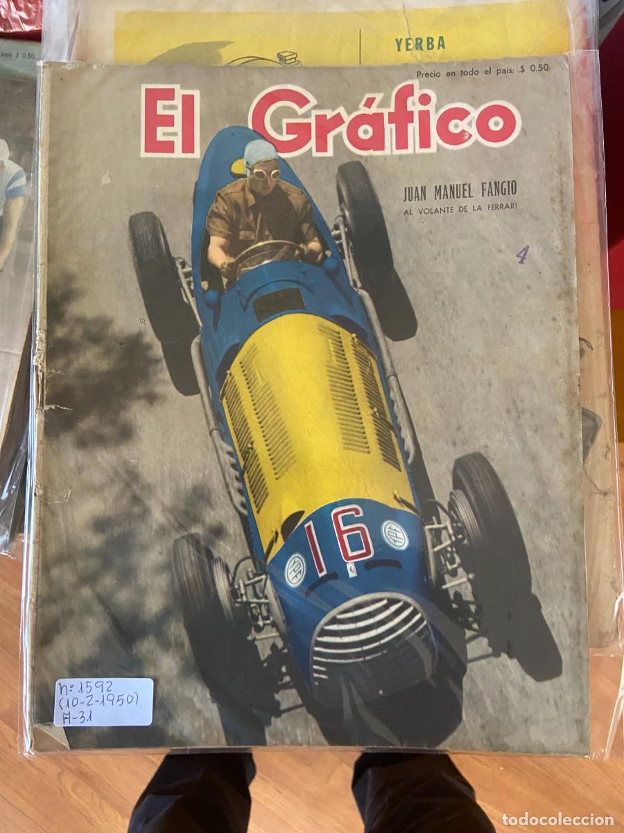 Coleccionismo de revistas y peri&oacute;dicos: el grafico n&ordm; 1592 buenos aires 10-2-1950 juan manuel fangio al volante de ferrari