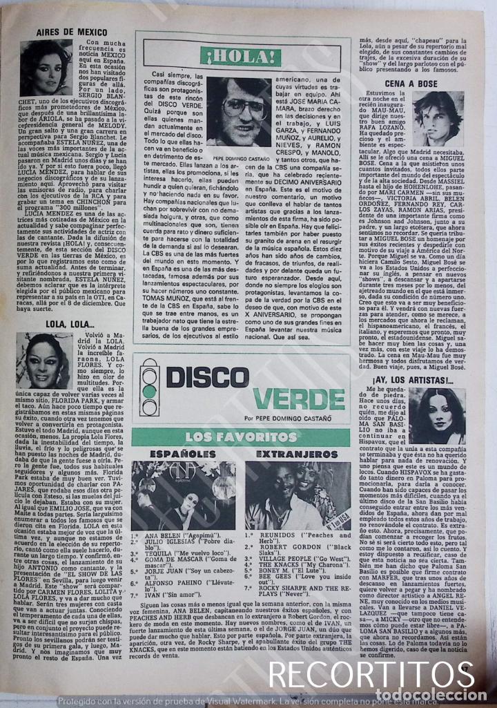 Coleccionismo de Revistas y Peri&oacute;dicos: LOLA FLORES ANA BELEN PALOM SAN BASILIO MIGUEL BOSE LUCIA MENDEZ