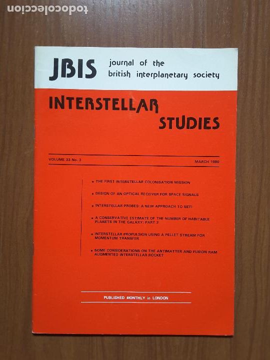 Colecionismo de Revistas e Jornais: Journal of the British Interplanetary Society Vol. 33, No. 3 - Interstellar Studies