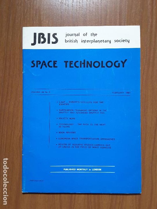 Collectionnisme de Revues et Journaux: Journal of the British Interplanetary Society Vol. 34, No. 2 - Space Technology