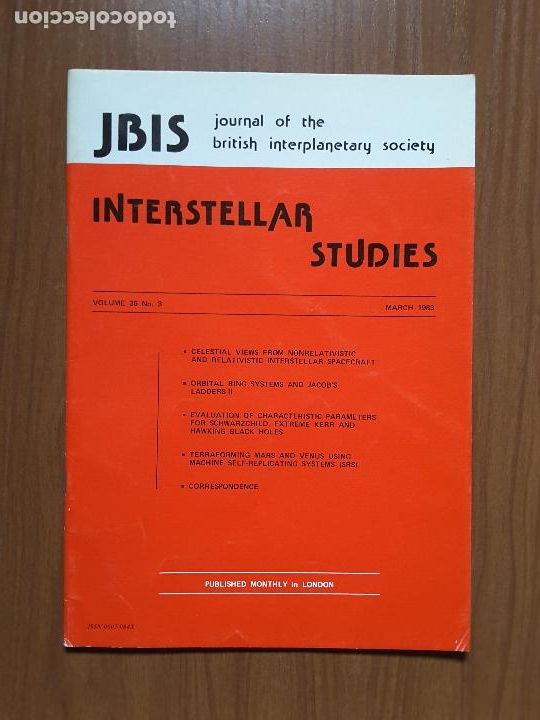 Colecionismo de Revistas e Jornais: Journal of the British Interplanetary Society Vol. 36, No. 3 - Interstellar Studies