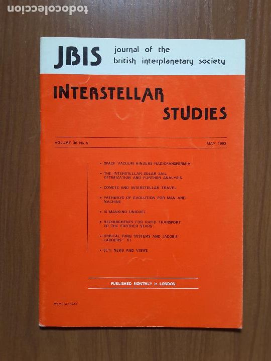 Collectionnisme de Revues et Journaux: Journal of the British Interplanetary Society Vol. 36, No. 5 - Interstellar Studies