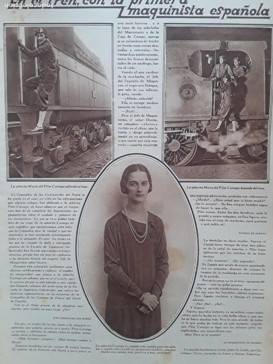 Collezionismo di Riviste e Giornali: LA PRIMERA MAQUINISTA ESPA&Ntilde;OLA TREN MARIA DEL PILAR CAREAGA COMPA&Ntilde;IA FERROCARRILES NORTE A&Ntilde;O 1929