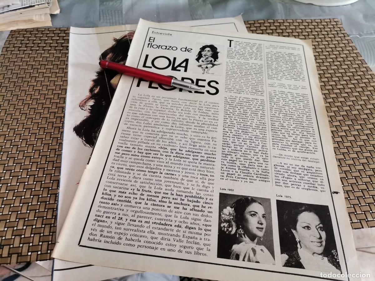 Coleccionismo de revistas y peri&oacute;dicos: LOLA FLORES RECORTE REVISTA 3 PAGINAS 1976