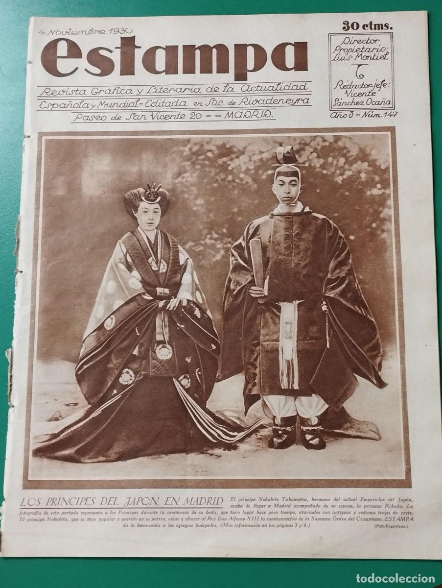Sammeln von Zeitschriften und Zeitungen: ESTAMPA 147 - (4/11/1930) - FERROCARRIL ONTANEDA CALATAYUD - COCACOLA - MEJOR AVION - SEVILLA ESPINA