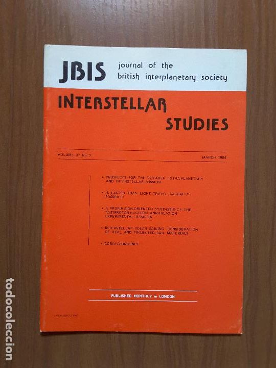 Collectionnisme de Revues et Journaux: Journal of the British Interplanetary Society Vol. 37, No. 3 - Interstellar Studies