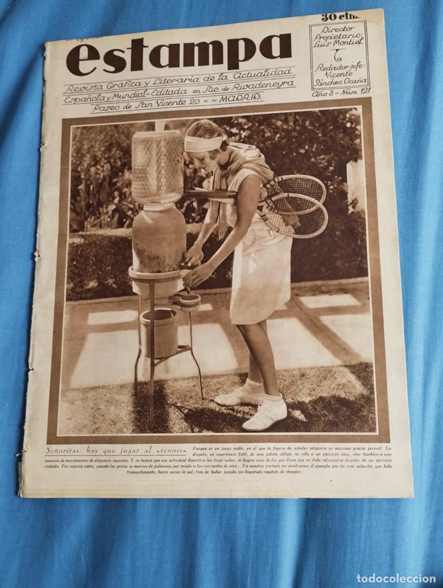 Collectionnisme de Revues et Journaux: ESTAMPA N&ordm; 121 (06/05/30) TENIS FEMENINO - ORFEON - HUELVA INCUBADORA - GUMERSINDO - PARDO - OVIEDO