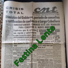 Coleccionismo de Revistas y Periódicos: CNT, 1937, DIARIO DEL ORGANO DE LA CONFEDERACIÓN REGIONAL DE ASTURIAS LEON Y PALENCIA. MUY RARO
