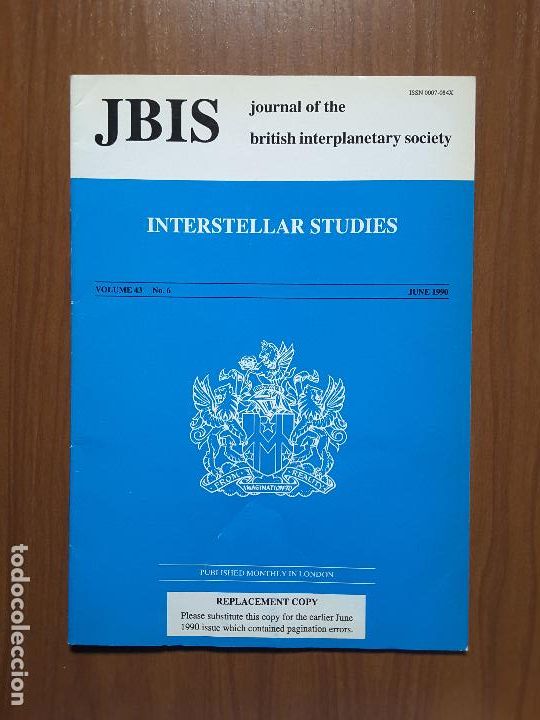 Colecionismo de Revistas e Jornais: Journal of the British Interplanetary Society Vol. 43, No. 6 - Interstellar Studies