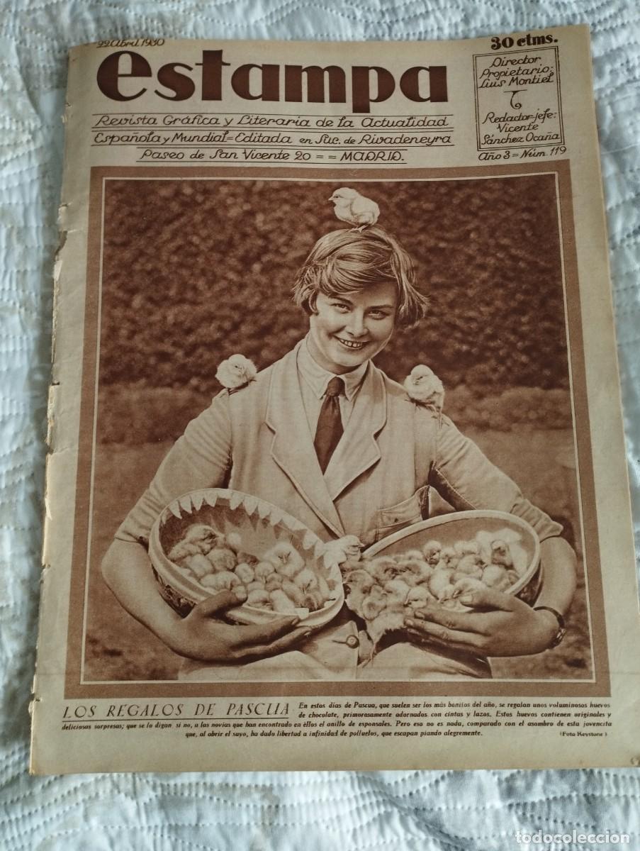 Collectionnisme de Revues et Journaux: ESTAMPA N&deg; 119 (15-4-1930) - VALENCIA F.C. - BACALAO - GUERRA QUIMICA - CAMPANAS - JUEGO DEL POLO