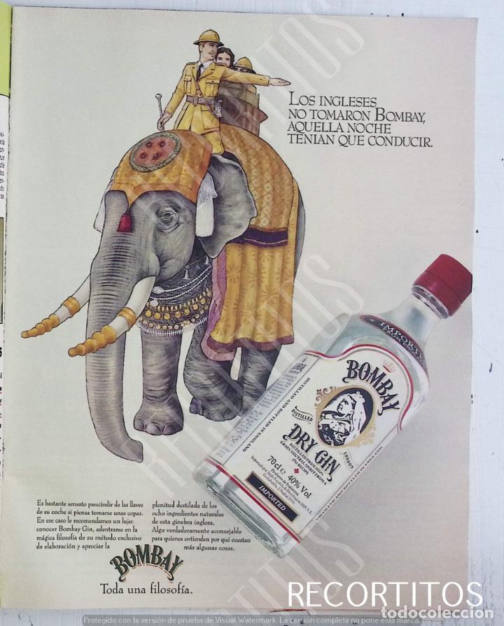 Coleccionismo de revistas y peri&oacute;dicos: BOMBAY GIN GINEBRA ANUNCIO PUBLICIDAD