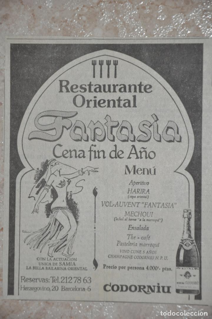 Coleccionismo de Revistas y Peri&oacute;dicos: recorte a&ntilde;o 1976 restaurante oriental fantasia codorniu barcelona