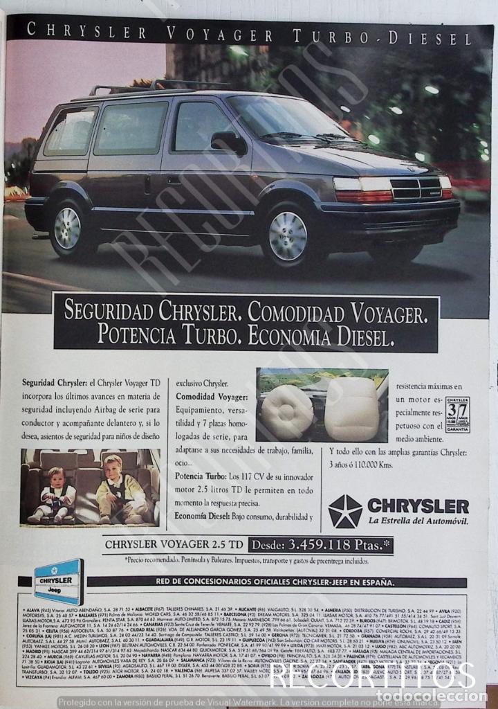 Coleccionismo de Revistas y Peri&oacute;dicos: CHRYSLER VOYAGER TURBO DIESEL ANUNCIO PUBLICIDAD