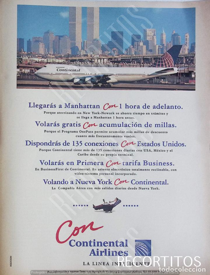 Collezionismo di Riviste e Giornali: CONTINENTAL AIRLINES ANUNCIO PUBLICIDAD