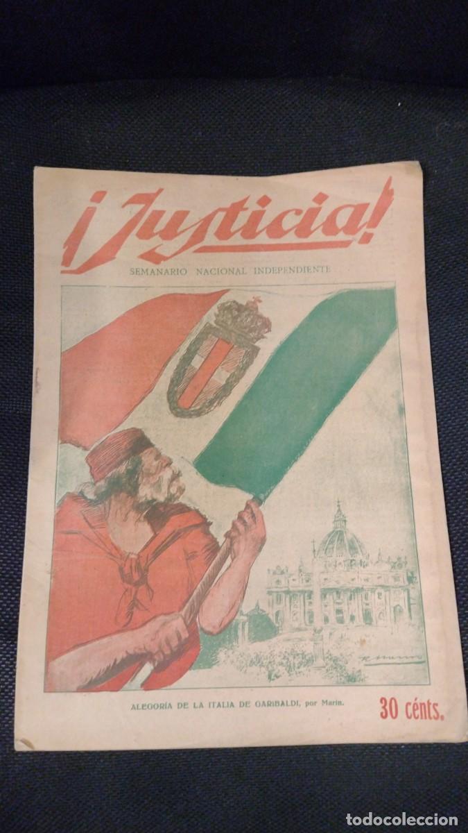 Colecionismo de Revistas e Jornais: Justicia semanario nacional independiente. Garibaldi. 1923 Ossorio y Gallardo, republicanismo Ortega