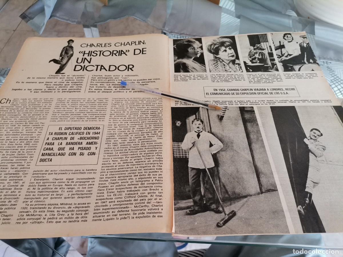 Coleccionismo de Revistas y Peri&oacute;dicos: CHARLES CHAPLIN HISTORIA DE UN DICTADOR RECORTE REVISTA 3 PAGINAS 1976