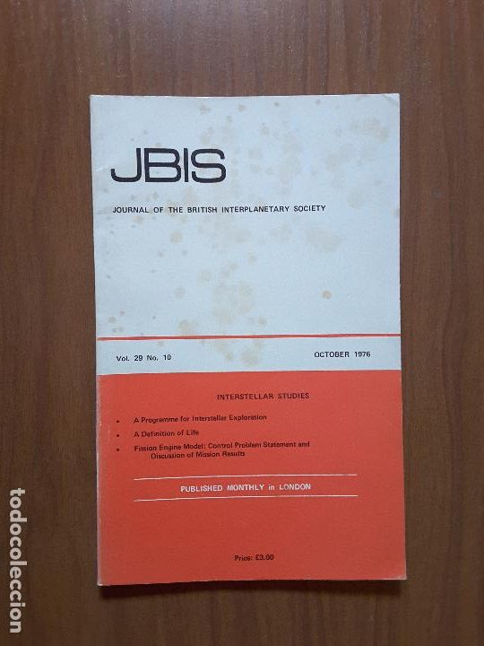 Collectionnisme de Revues et Journaux: Journal of the British Interplanetary Society Vol. 29, No. 10 - Interstellar Studies