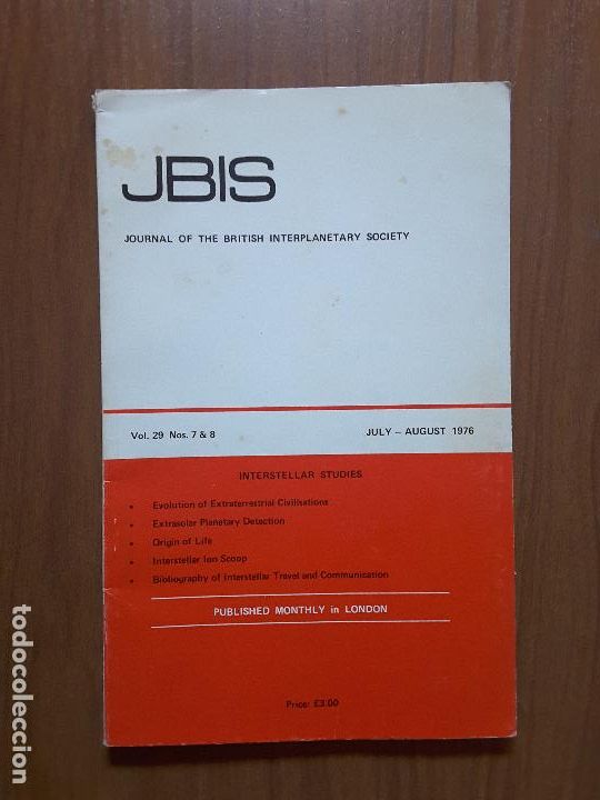 Collectionnisme de Revues et Journaux: Journal of the British Interplanetary Society Vol. 29, No. 7 y 8 - Interstellar Studies