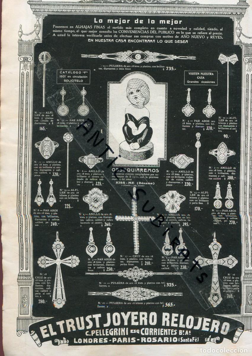 Coleccionismo de Revistas y Peri&oacute;dicos: RECORTE DE PRENSA ARGENTINA A&Ntilde;O 1921 ELS TRUST JOYERO RELOJERO ROSARIO SANTA FE CRUCES