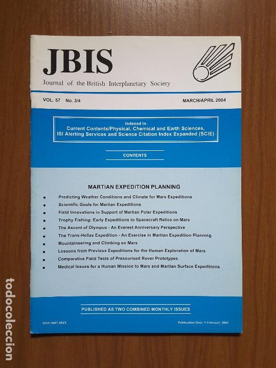 Coleccionismo de revistas y peri&oacute;dicos: Journal of the British Interplanetary Society Vol. 57, No. 3/4 - Martian Expedition Planning