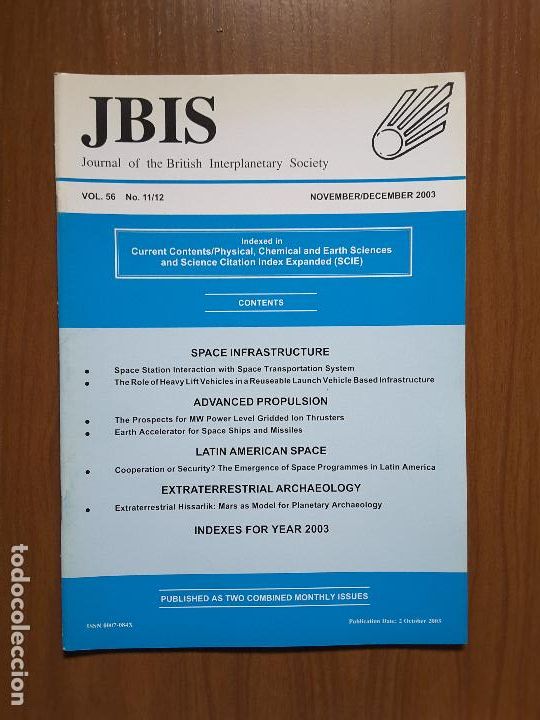 Collezionismo di Riviste e Giornali: Journal of the British Interplanetary Society Vol. 56, No. 11/12