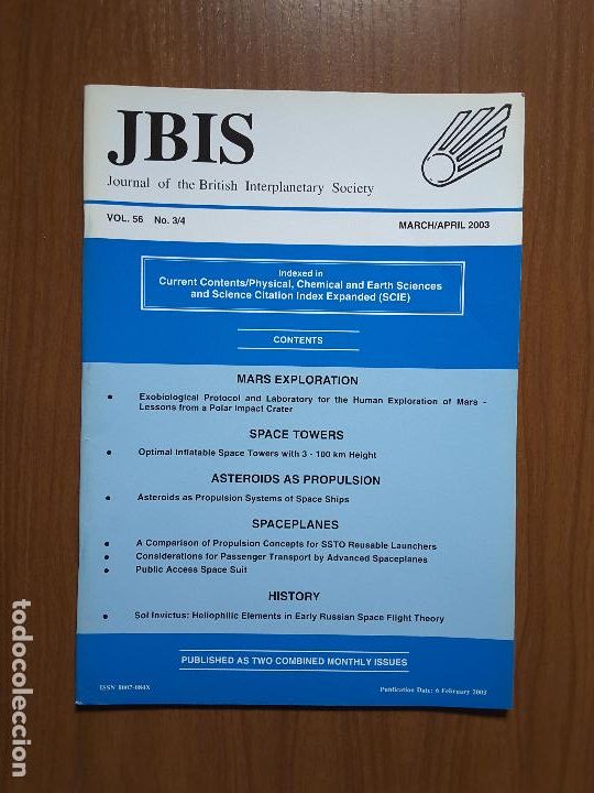 Collezionismo di Riviste e Giornali: Journal of the British Interplanetary Society Vol. 56, No. 3/4