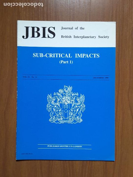 Coleccionismo de revistas y peri&oacute;dicos: Journal of the British Interplanetary Society Vol. 51, No. 12 - Sub-Critical Impacts