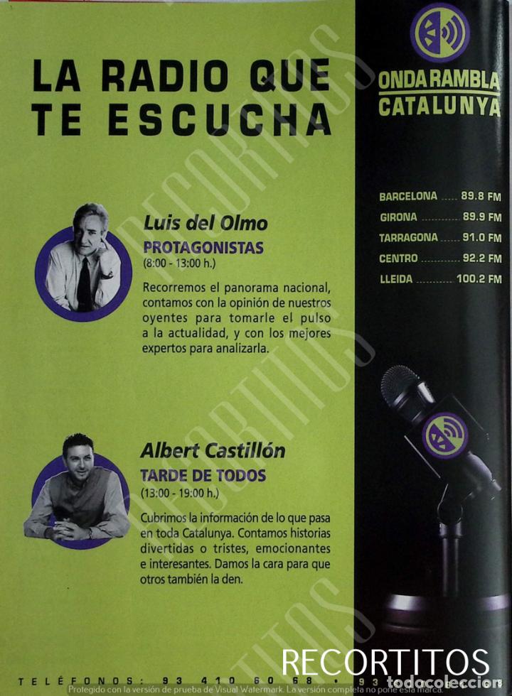 Coleccionismo de revistas y peri&oacute;dicos: LUIS DEL OLMO ALBERT CASTILLON ONDA RAMBLA ANUNCIO PUBLICIDAD