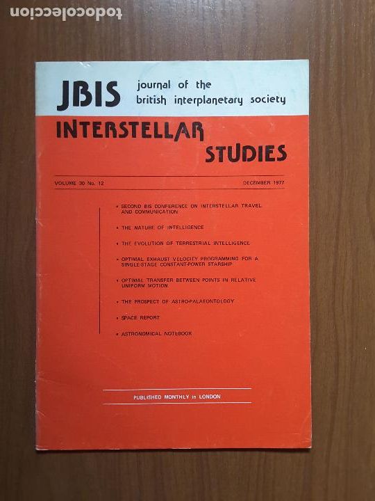 Collectionnisme de Revues et Journaux: Journal of the British Interplanetary Society Vol. 30, No. 12 - Interstellar Studies
