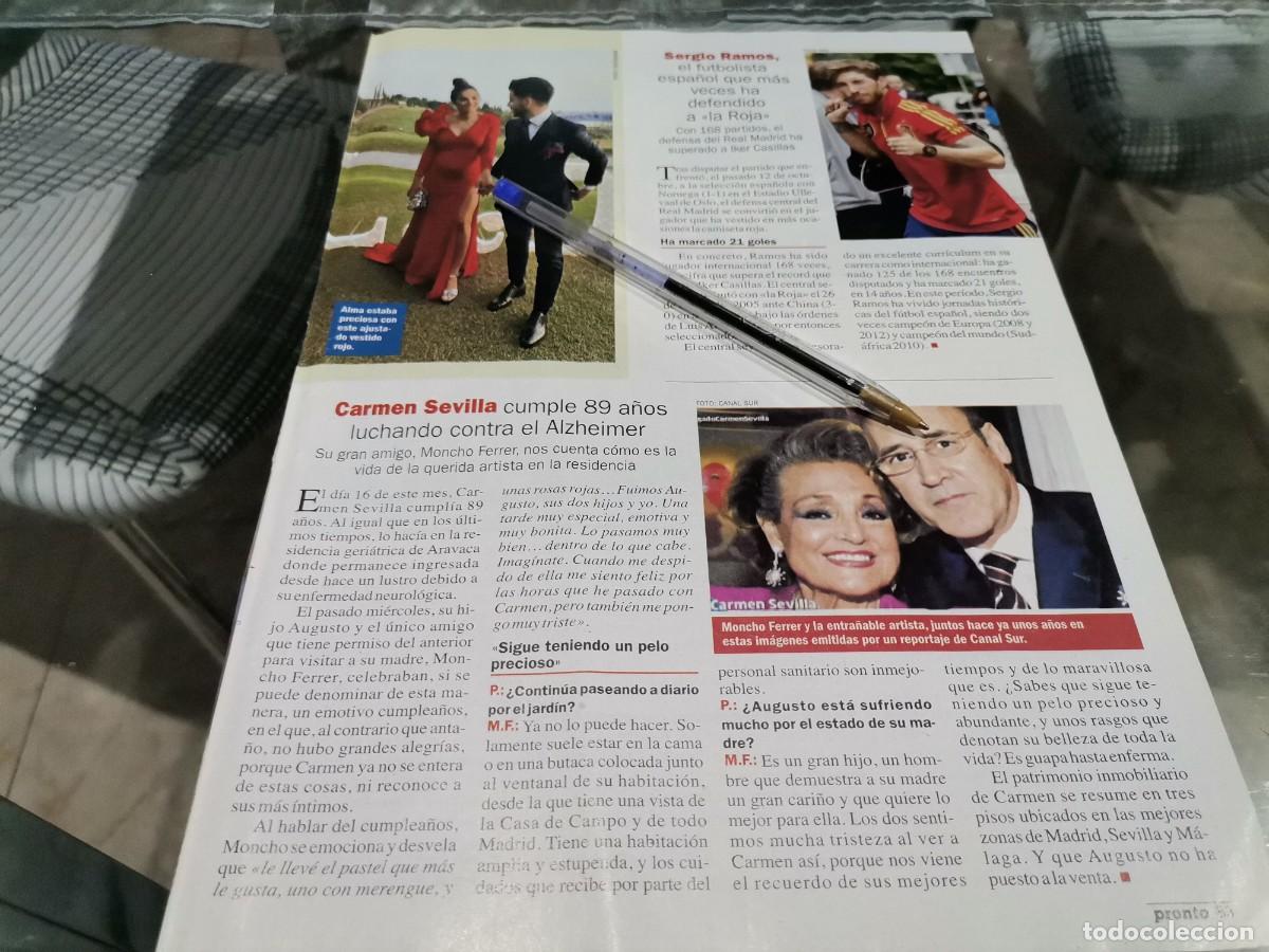 Coleccionismo de Revistas y Peri&oacute;dicos: CARMEN SEVILLA 89 A&Ntilde;OS, SERGIO RAMOS RECORTE REVISTA 2019