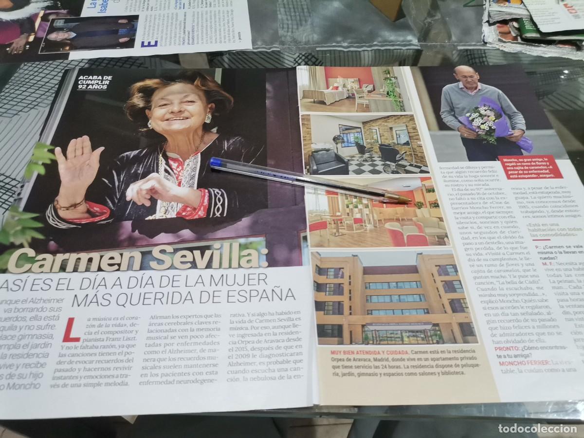 Coleccionismo de Revistas y Peri&oacute;dicos: CARMEN SEVILLA CUMPLE 92 A&Ntilde;OS SU DIA A DIA RECORTE REVISTA 3 PAGINAS 2022