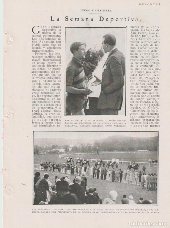 Coleccionismo de Revistas y Peri&oacute;dicos: * DEPORTES * Ciclismo, Mariano Ca&ntilde;ardo; carreras de caballos; traineras en Pasajes ...- 1929