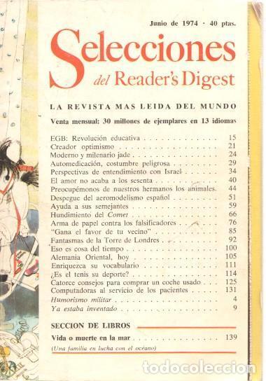 Coleccionismo de Revistas y Peri&oacute;dicos: Selecciones del Reader s Digest junio 1974: EGB: Revolucion educativa- Moderno