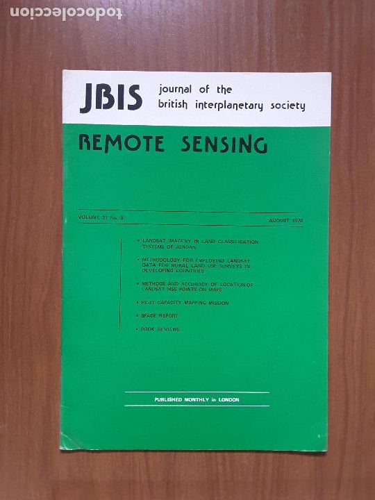 Collectionnisme de Revues et Journaux: Journal of the British Interplanetary Society Vol. 31, No. 8 - Remote Sensing