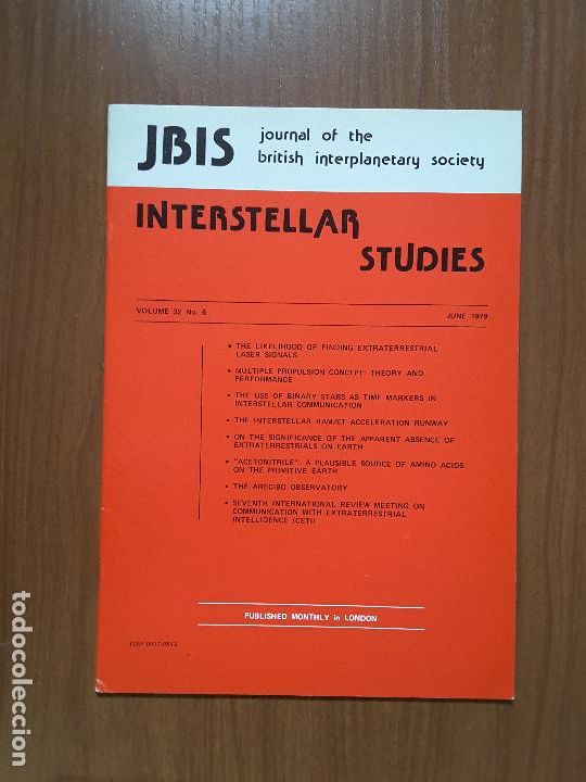 Coleccionismo de revistas y peri&oacute;dicos: Journal of the British Interplanetary Society Vol. 32, No. 6 - Interstellar Studies