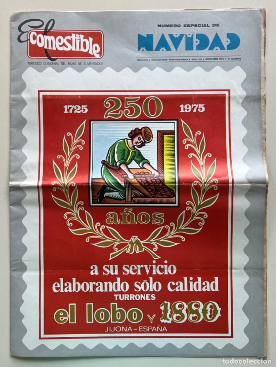 Coleccionismo de Revistas y Peri&oacute;dicos: Revista El Comestible (Peri&oacute;dico Ramo de Alimentaci&oacute;n) - Navidad 1975 - Portada turr&oacute;n El Lobo