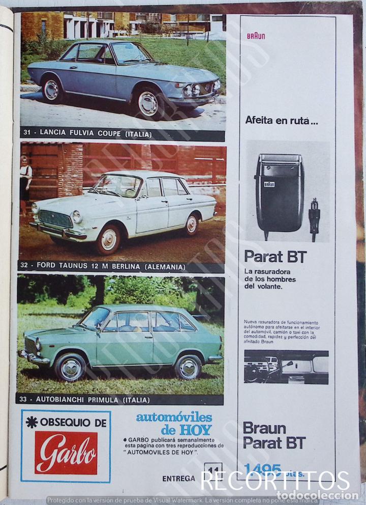 Coleccionismo de Revistas y Peri&oacute;dicos: automoviles de hoy LANCIA FULVIA COUPE FORD TAUNUS BERLINA AUTOBIANCHI PRIMULA