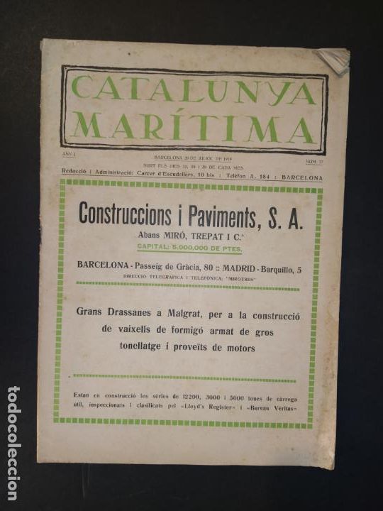 Collection Magazines and Newspapers: CATALUNYA MARITIMA-NUMERO 17-20 JULIOL 1929-REVISTA ANTIGA-VER FOTOS-(V-24.404)